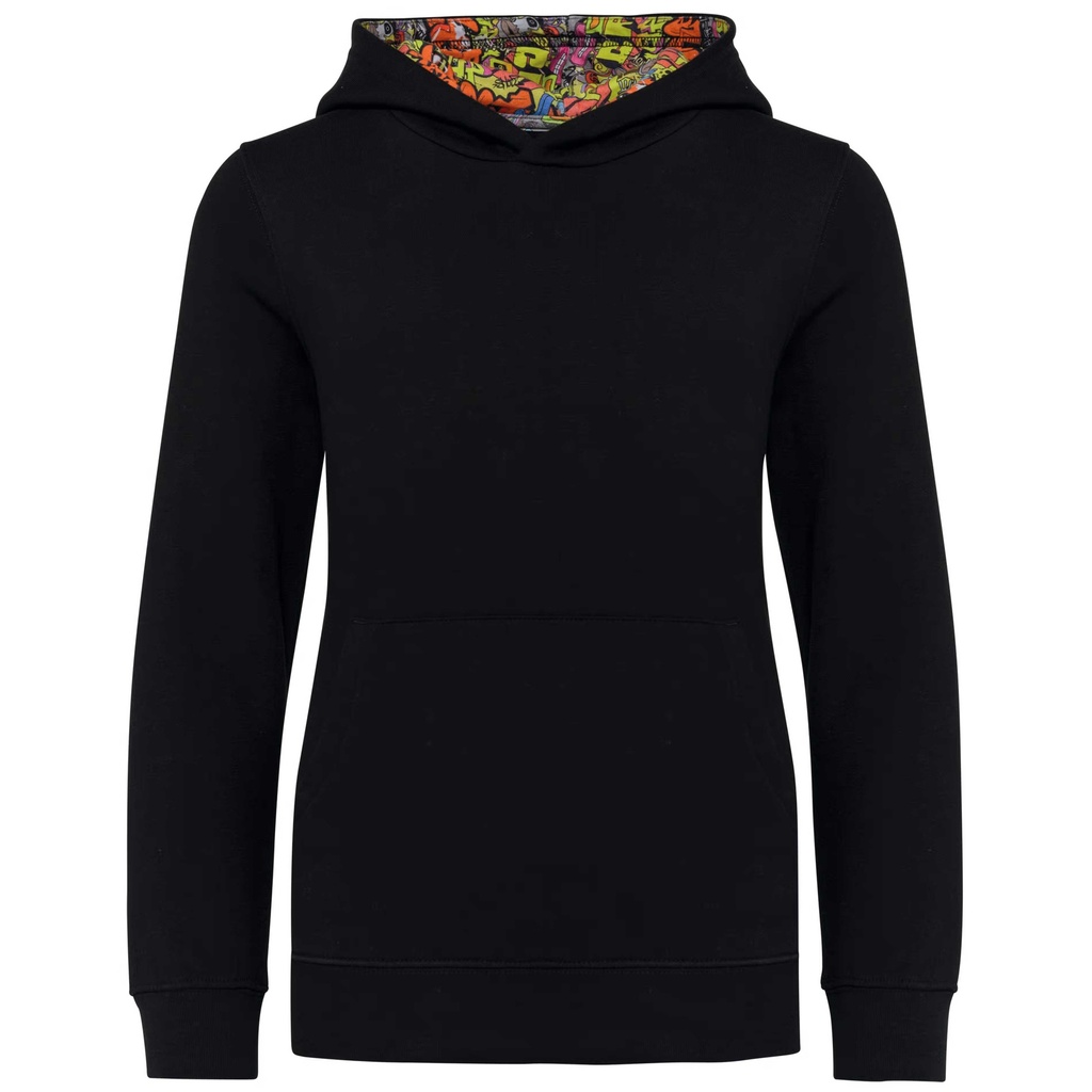 Kapuzensweatshirt mit kontrastfarbener Kapuze und Motiven für Kinder