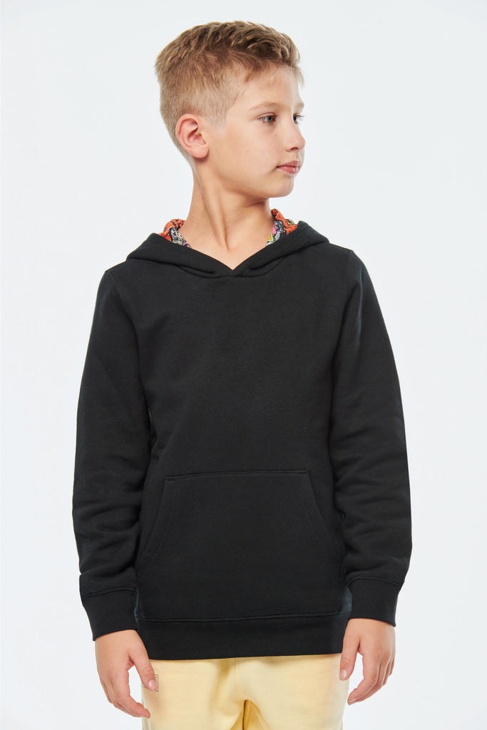 Kapuzensweatshirt mit kontrastfarbener Kapuze und Motiven für Kinder