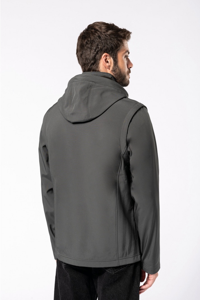 3-lagige Unisex-Softshell-Jacke mit Kapuze und abnehmbaren Ärmeln