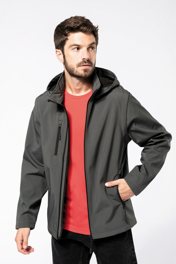 3-lagige Unisex-Softshell-Jacke mit Kapuze und abnehmbaren Ärmeln