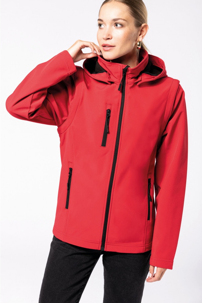 3-lagige Unisex-Softshell-Jacke mit Kapuze und abnehmbaren Ärmeln