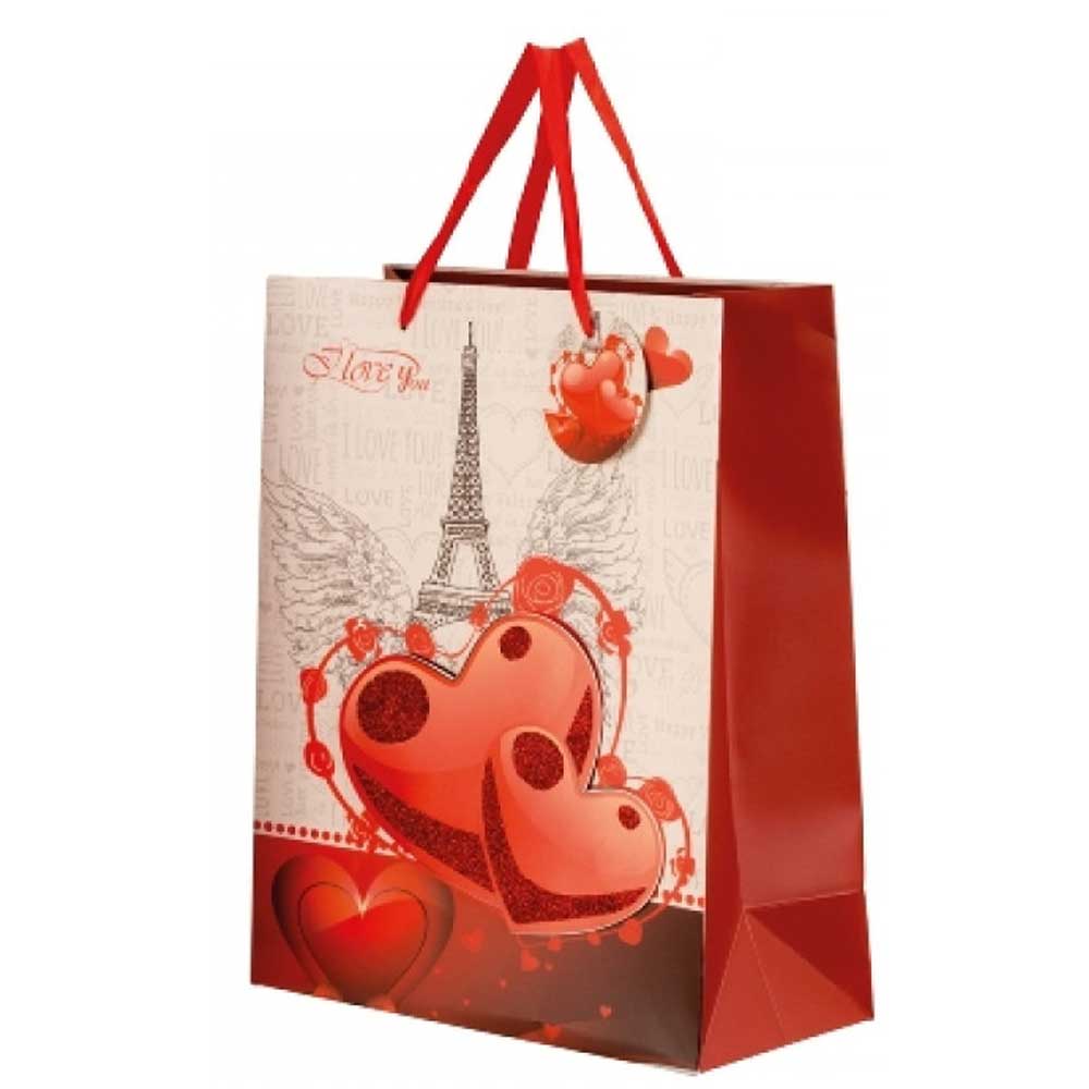 [ls-pa-03] Geschenktüte "Herzen mit Eiffelturm"