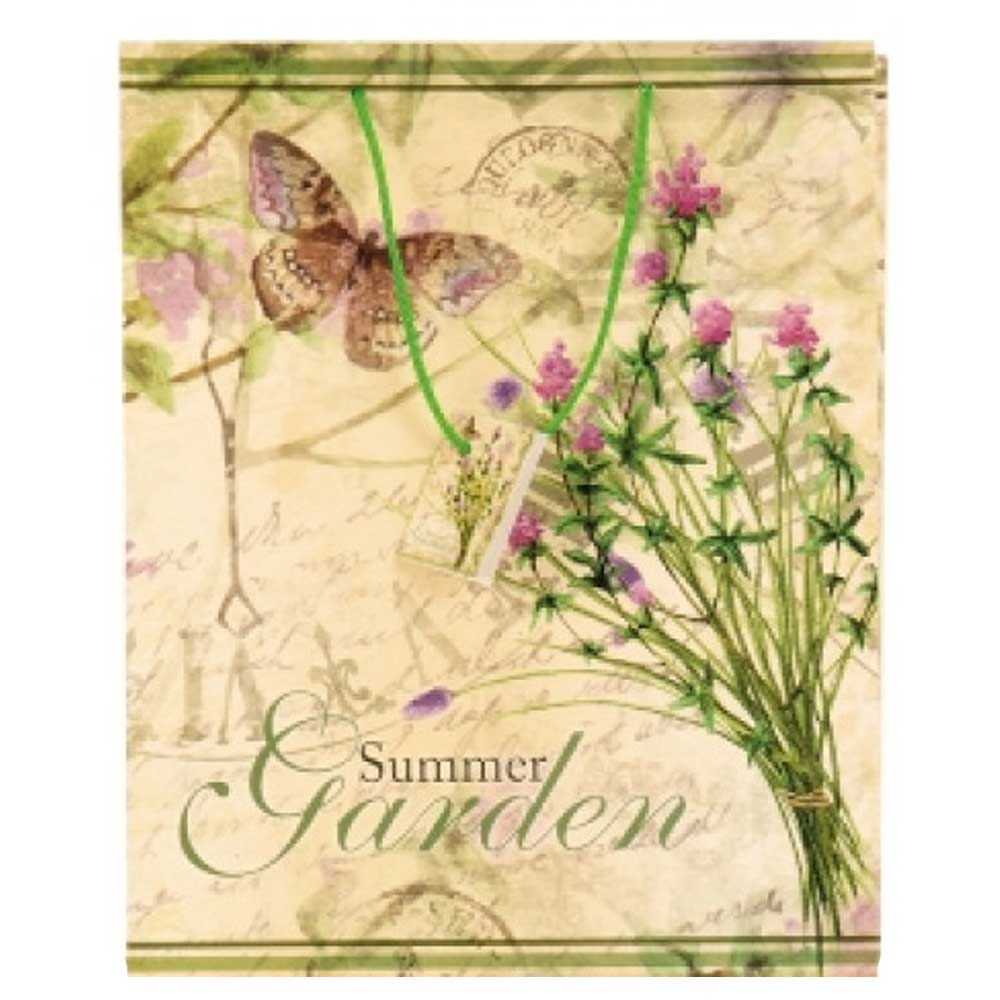 [ls-pa-f02] Geschenktüte "Blumen Grün"