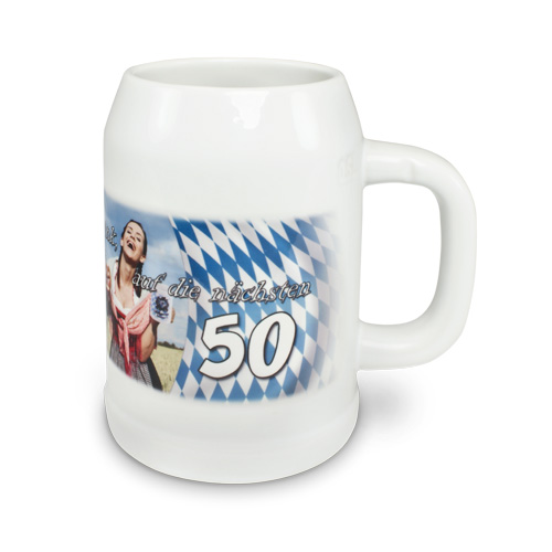 Bierkrug 500ml Weiß 1 Logo