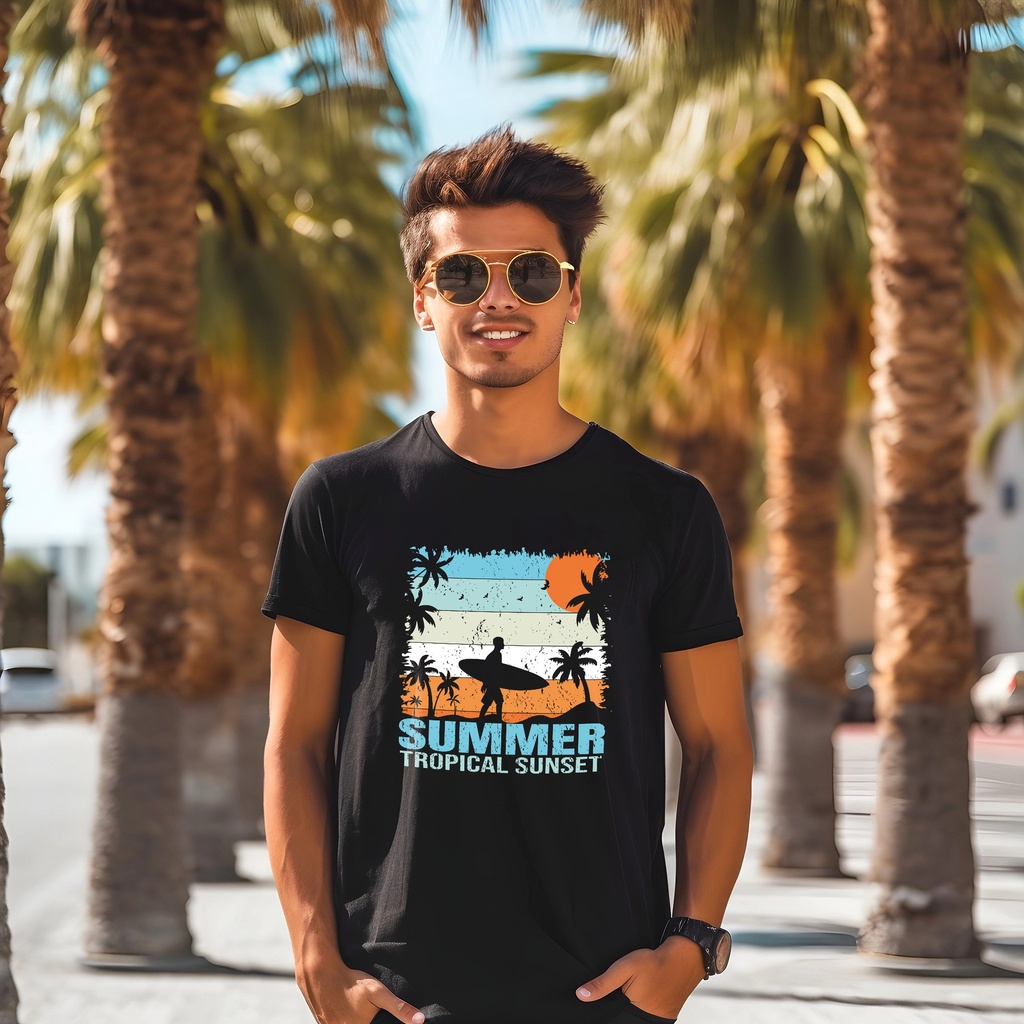 Summer Tropical Sunset (XS, White)