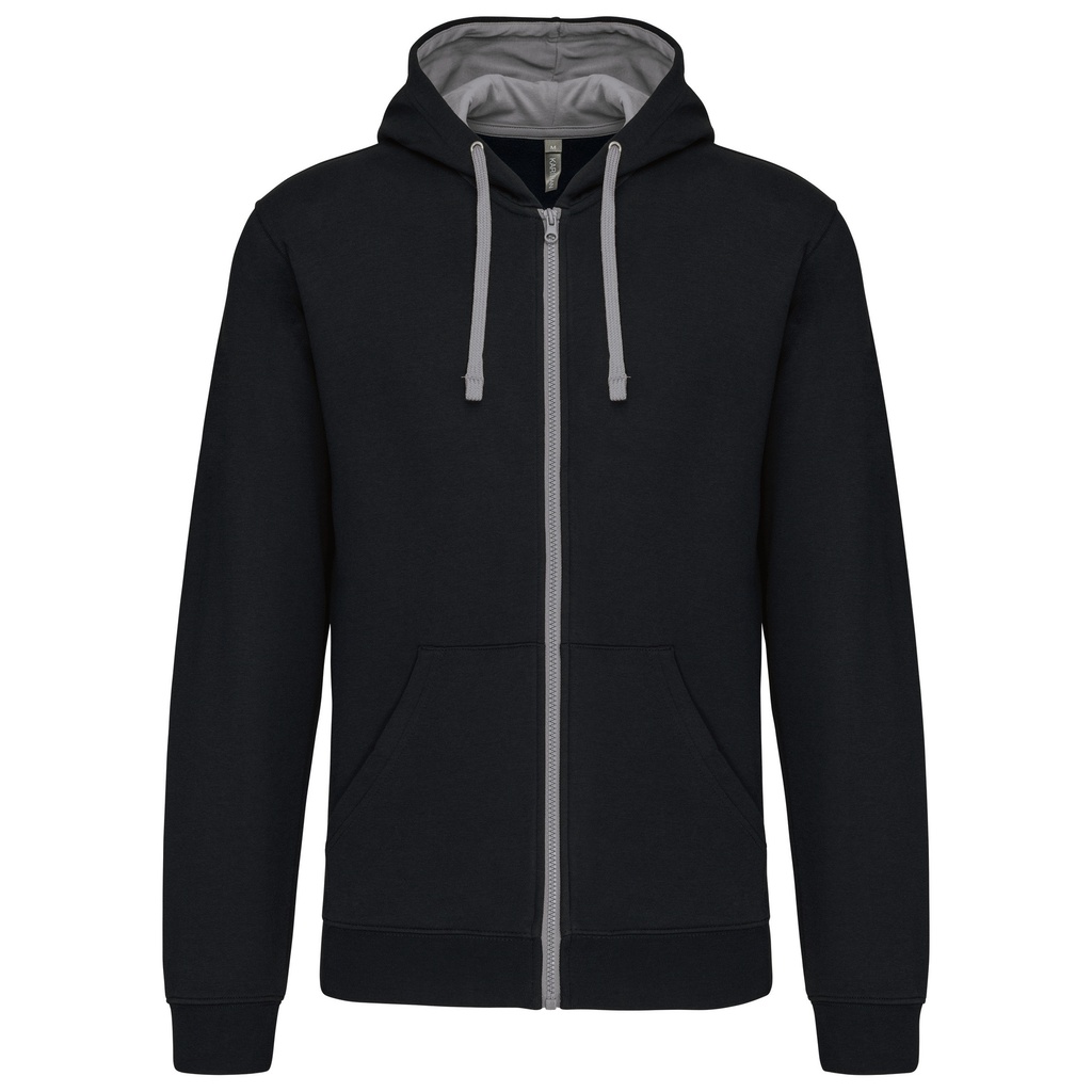 KAPUZENSWEATSHIRT BICOLOR Herren mit Reißverschluss (K466)