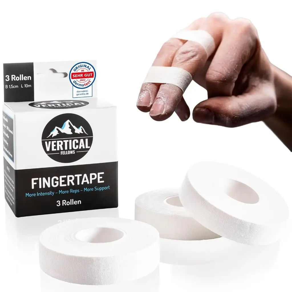 VERTICAL FELLOWS® 3 Rollen Klettertape 1,5cm breit 100% Baumwolle Weiss