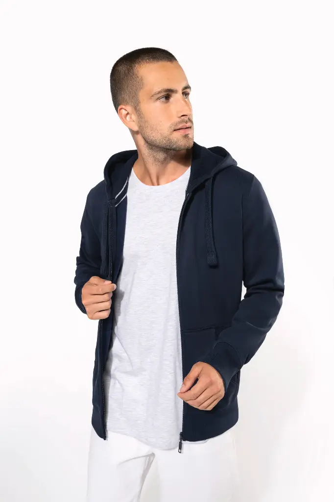 KAPUZENSHIRT MIT REIßVERSCHLUSS (K454) (XS, White, ohne Druck)