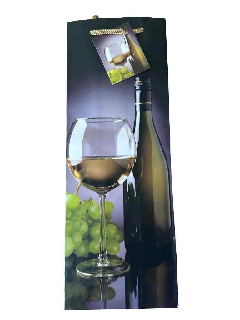[ls-Geschenktasche-weisswein] Geschenktasche Flasche Weinmotiv 36x13x9cm