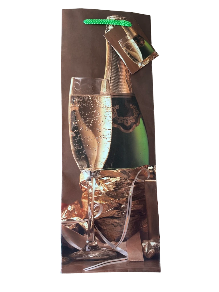 [ls-Geschenktasche-champagnia] Geschenktasche Flasche Weinmotiv 36x13x9cm