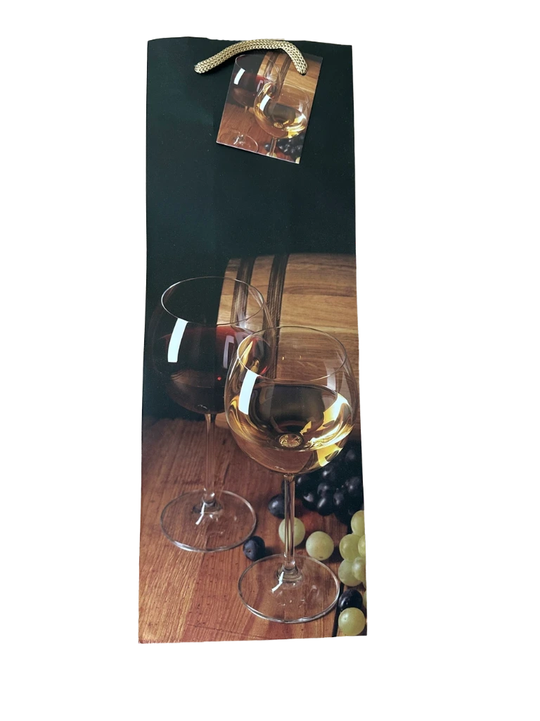 Geschenktasche Flasche Weinmotiv 36x13x9cm