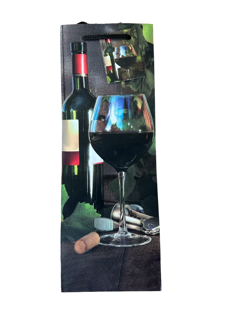 [ls-weintasche-rotwein] Geschenktasche Flasche Weinmotiv 36x13x9cm