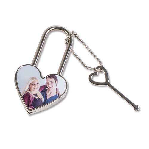 [ls-LOCK-HZ] Liebesschloss abschließbar mit Alu-Einsatz, Herz