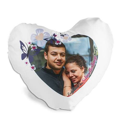 Herz Kissen weiß satiniert 40x44